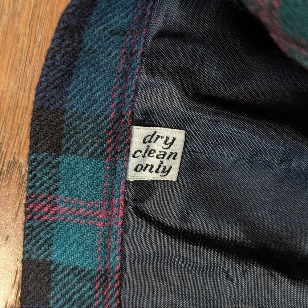 Vintage Petite Pendleton Plaid Wool Skirt Blue Green Pink Made in USA Midi 24W - Picture 4 of 8